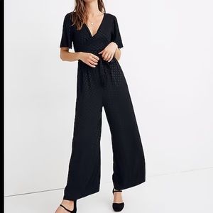 Madewell Wrap-Waist Jumpsuit in Dot Jacquard